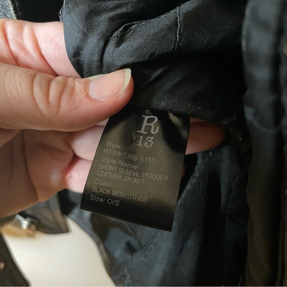 R13 Repurposed Studded Embellished Biker Short Sleeve Leather Jacket RARE - Picture 13 of 15